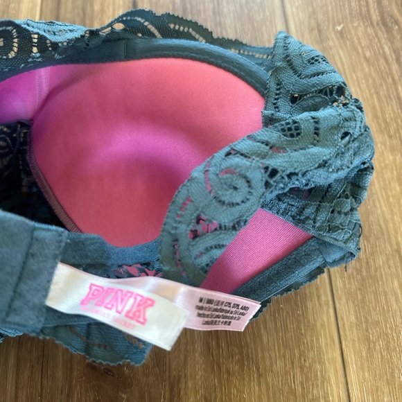 PINK Victoria Secret women’s Teal Lace Halter push up Bralette size medium - Picture 5 of 5